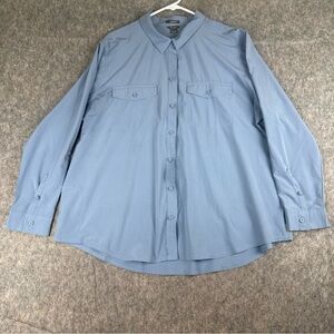 Eddie Bauer Womens XXL Sky Blue Classic Fit Long Sleeve Button Down Shirt